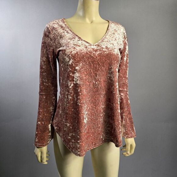 Chenault Medium Petite Velvet V-Neck Women's Top R15 - Picture 1 of 4
